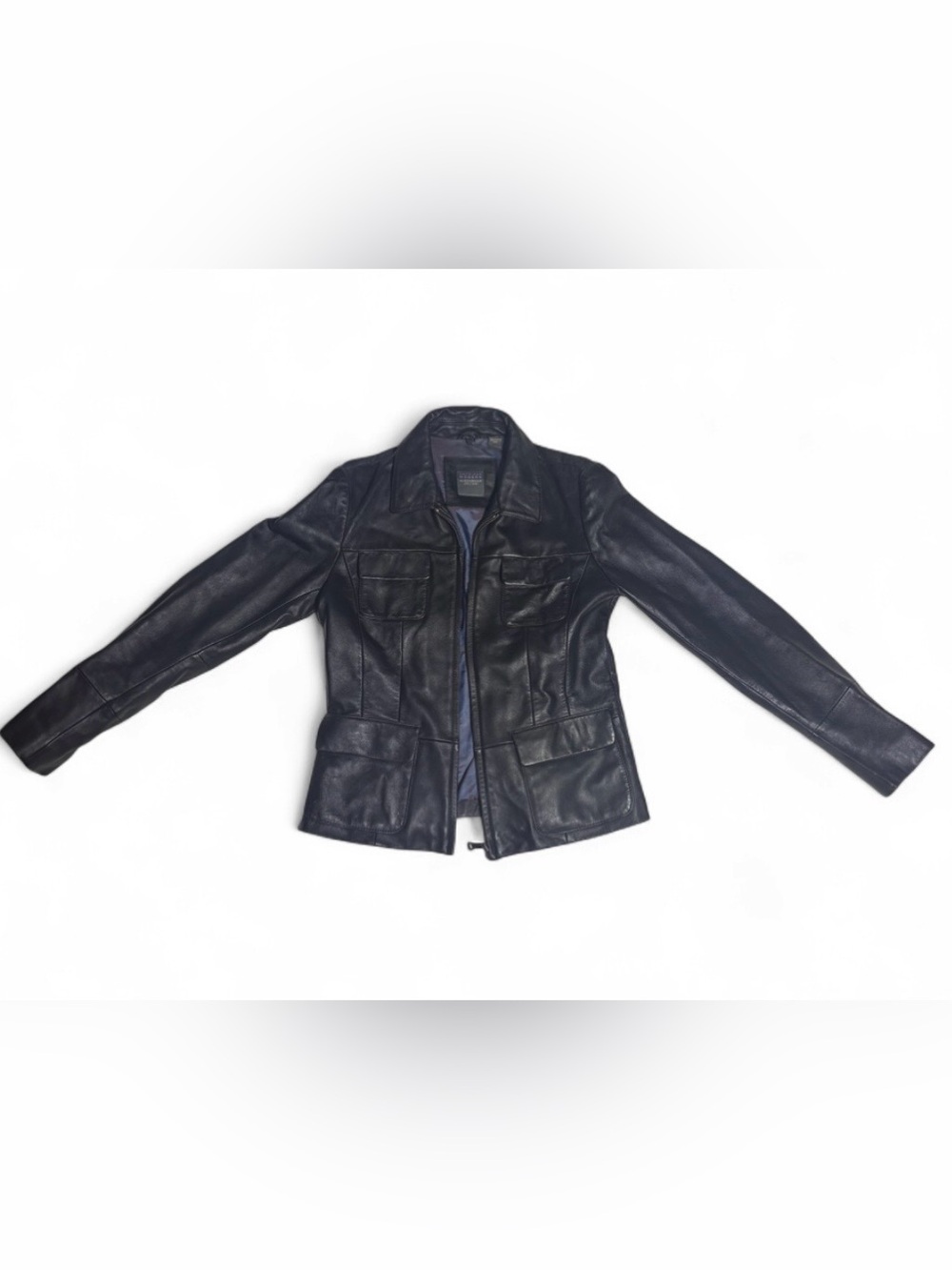 American Modern Alexander Julian Pockets Genuine Leather Lamb Coat Jacket S/P